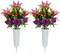 Set of 4 Artificial Cemetery Flowers – Pink & Purple Memorial Bouquets with Vases for Graveyard Decoration